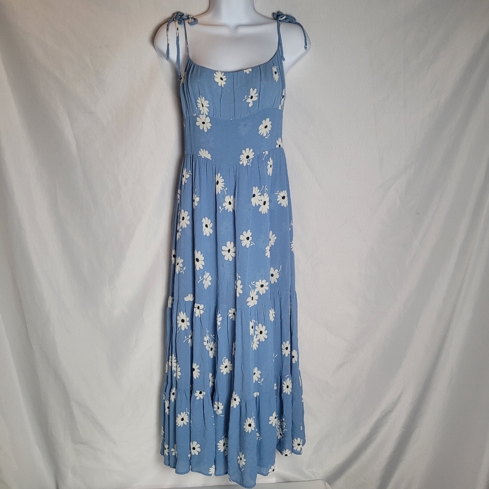 Reformation Chelsea Girl Cottagecore Kealy Blue Floral Print Midi Dress Size 0 - Picture 2 of 13